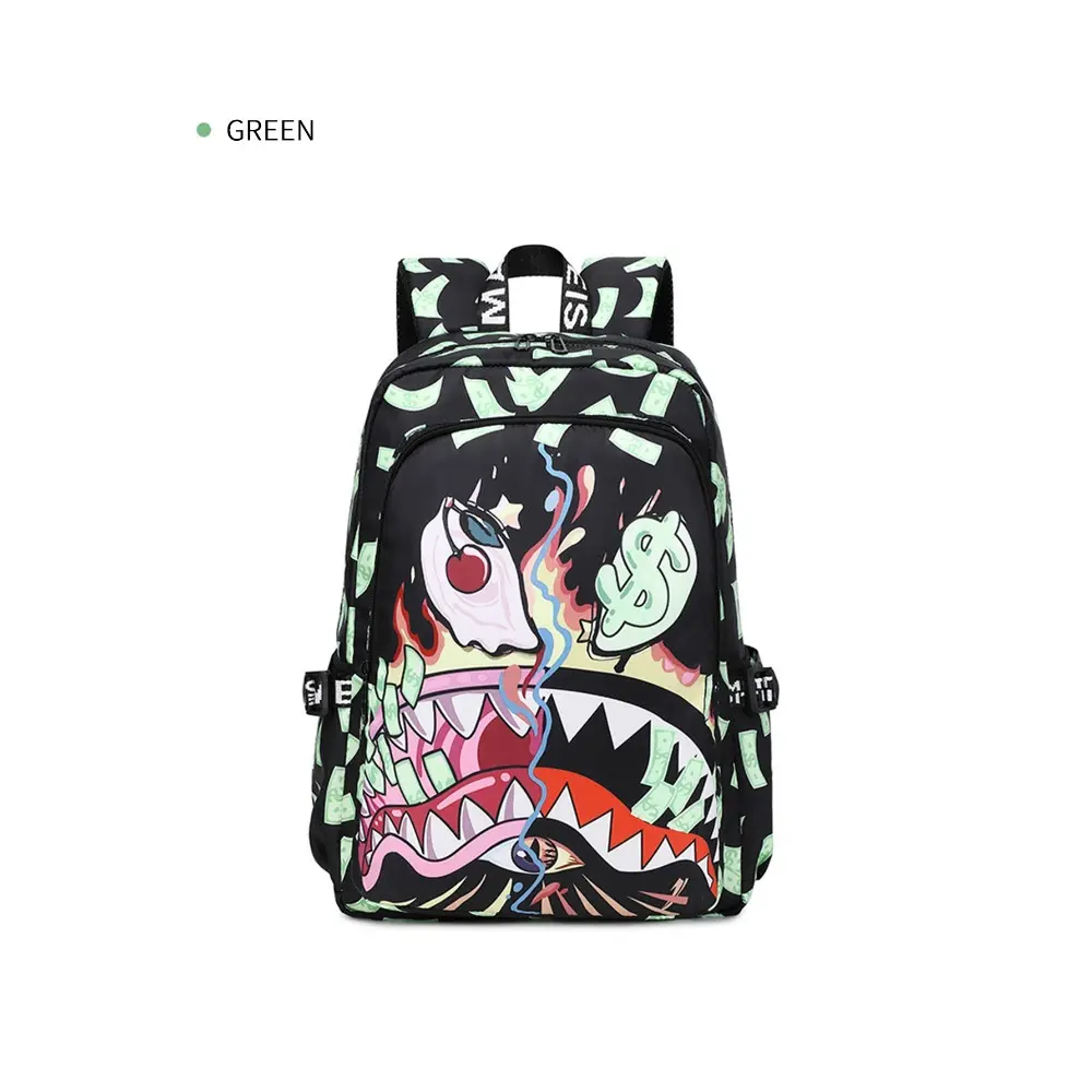 Sprayground Blue Camo Money Shark Mouth Print Backpack - Hype Streetwear Large-Capacity Oxford Fabric Laptop Backpack, Durable Fashion Bag for Teen Boys, Ideal for Back-to-School Daily Casual Use