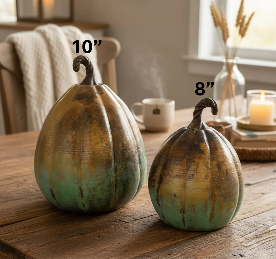 Tin Pumpkin with Stem , 2 Size Options