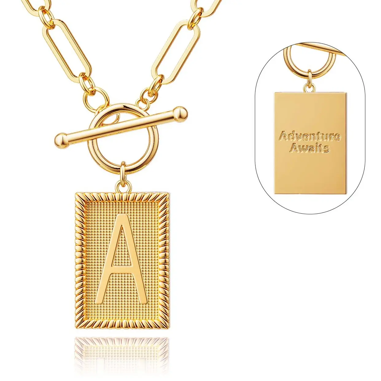Tewiky Gold Initial Necklaces for Women, Toggle Clasp Square Letter Pendant Necklace Trendy Gold Dainty Paperclip Chain Necklaces for Women TikTokShopBlackFriday Jewelry Gifts Tewiky Gold Initial Necklaces for Women, Toggle Clasp Square Letter Pendant Necklace Trendy Gold Dainty Paperclip Chain Necklaces for Women TikTokShopBlackFriday Jewelry Gifts