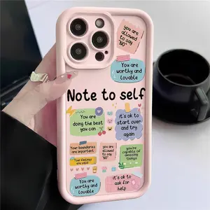 "Note to Self" Quote Pattern Design TPU Case for iPhone 17 Pro Max 16 16e 15 14 Plus 13 12 Mini 11 Air X XS Straight Edge Drop-Resistant Rugged Durable Cover Shell Gift 2D printing
