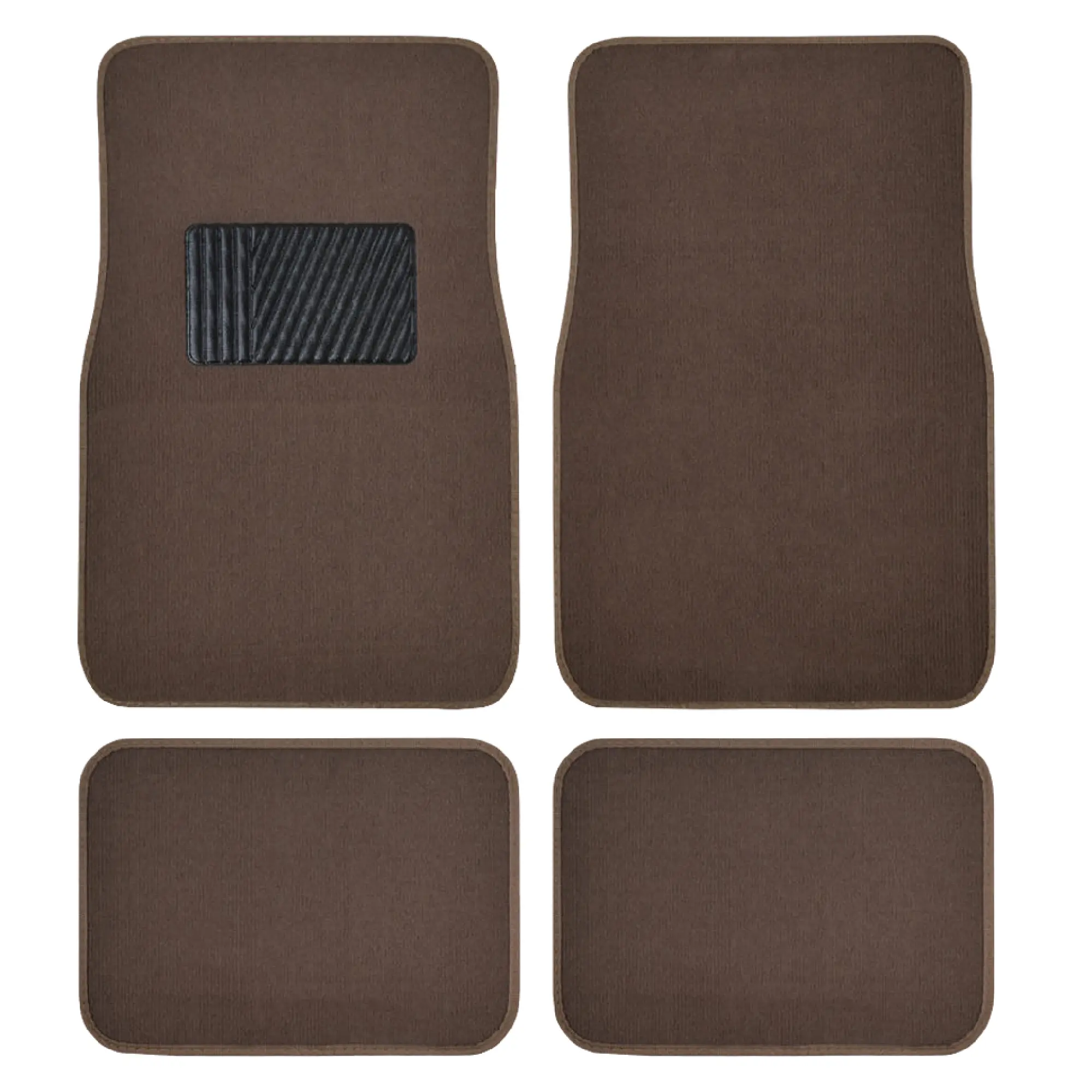 BDK Premium 4PC Automotive Mats - Carpet Anti-Slip Waterproof Floor Mats with Vinyl Safety Heel Pad, for Cars, Trucks, SUVs, Coupe Sedans, Dark Beige (MT-100-DB) Car Accessories