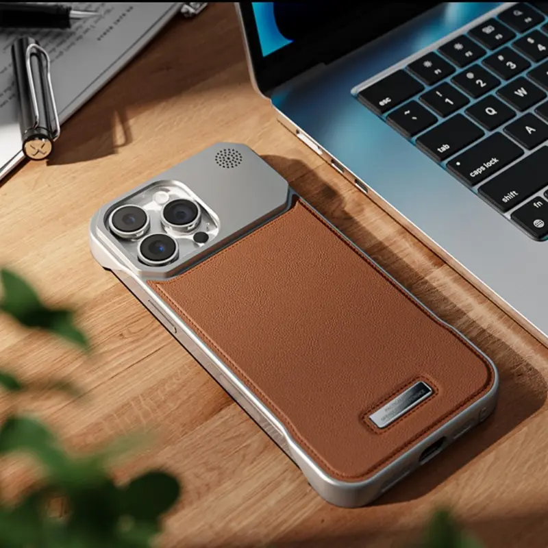 Ultra Thin Faux Leather Magnetic Smartphone Casing for Handheld Cellphone Devices, Anti-Drop Heat Dissipation Business Cover for Men, Compatible with iPhone 12/13/14/15/16/17 Series (Pro, Pro Max, 16 Plus, 17 Air), Accessories