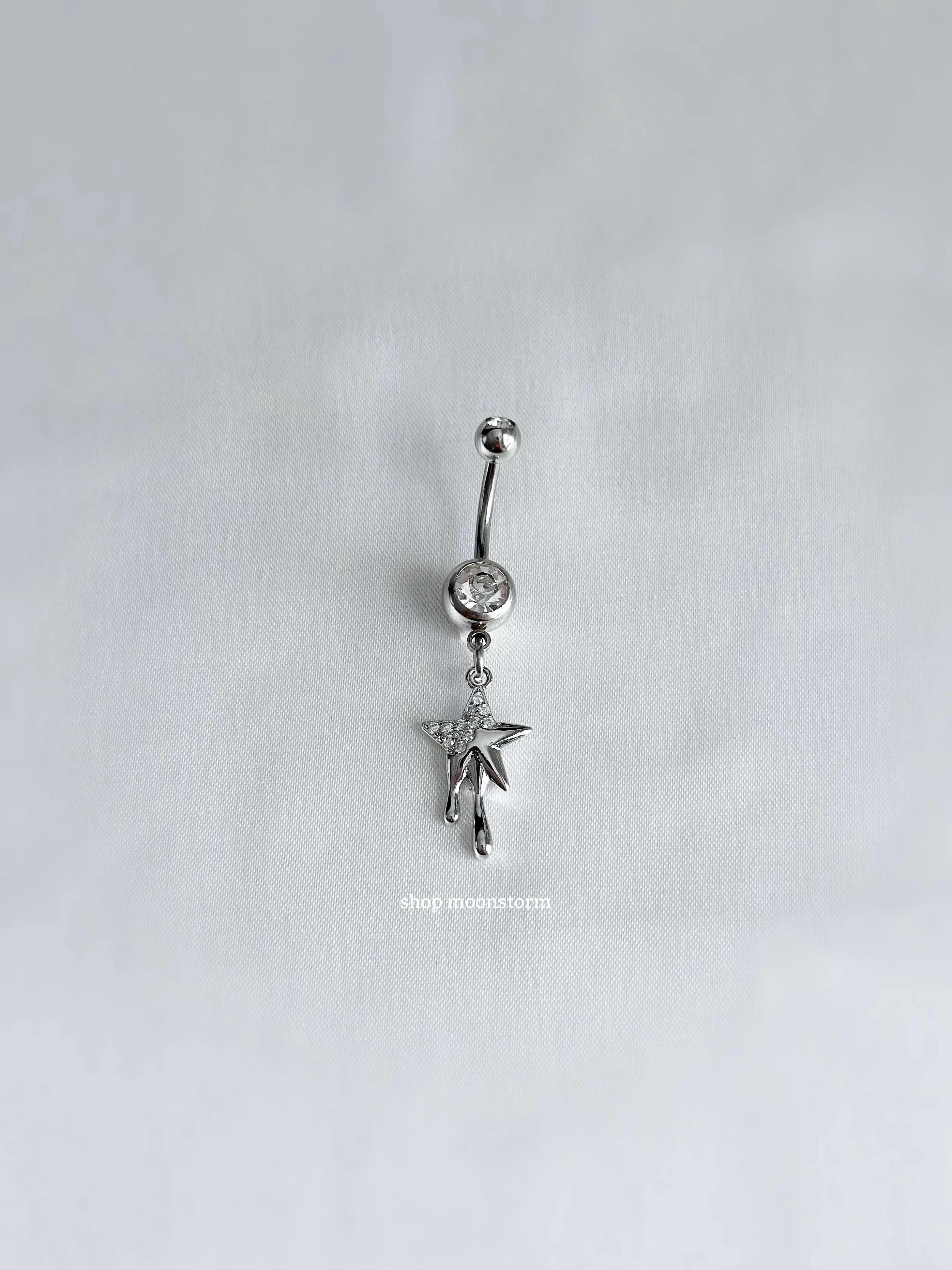 Silver Dripping Star Belly Ring