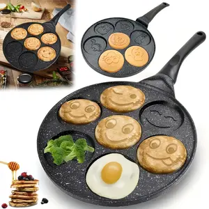 Face Pattern Mini Pancake Griddle, 1 Count Non-stick Pancake Pan with Heat Resistant Handle, Kitchen Cooking Utensils for Breakfast, Egg, Bacon