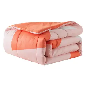 Coral Geometric 5-Piece Bed-in-a-Bag Comforter Set with Plush Throw, Reversible Soft Microfiber, Machine Washable Bedding Set