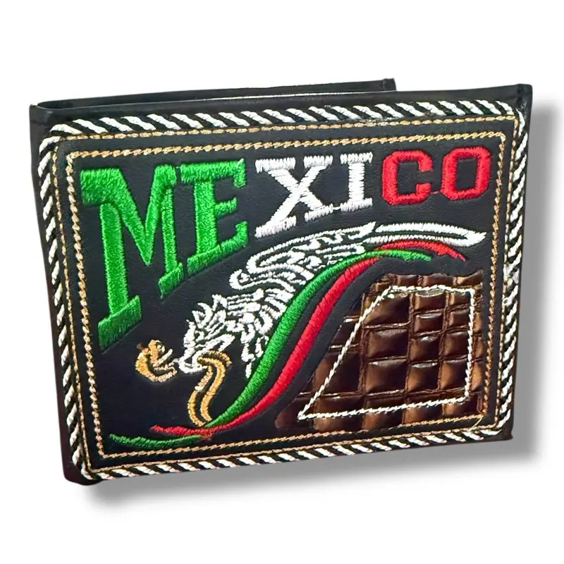 Cartera de cuero con diseño de México