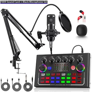 Professional Live Streaming Podcast Equipment, Bm-800 Mic Set, BT Mixer, Multifunction, USB PD Charging, for Phone PC Laptop Tiktok Music Singing