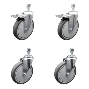 Service Caster SCC-TSTTL20S614-TPRB-121315-2-S-2 Thermoplastic Rubber Swivel Threaded Stem Caster - 6 x 1.25 in. Gray Wheels & 0.50 in. Stems - 1200 lbs Total Capacity - Set of 4