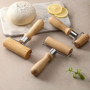 Wooden Rolling Pin, Wooden Dough Roller with Thick Handle, Kitchen Bakeware Baking Tool for Effortless Rolling, Ideal for Bread, Pastry, Pizza & More