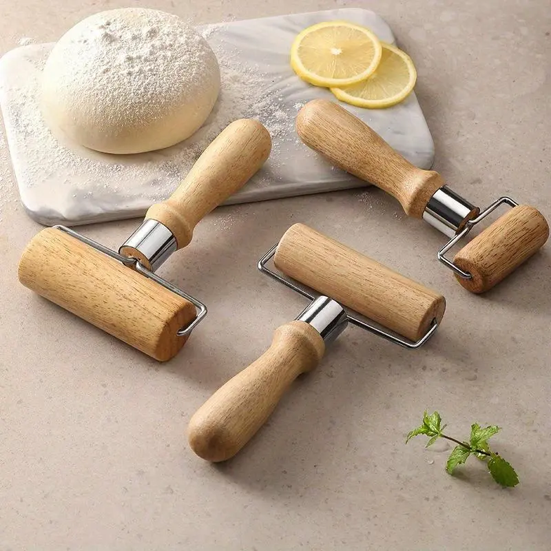 Wooden Rolling Pin, Wooden Dough Roller with Thick Handle, Kitchen Bakeware Baking Tool for Effortless Rolling, Ideal for Bread, Pastry, Pizza & More, Baking Supplies