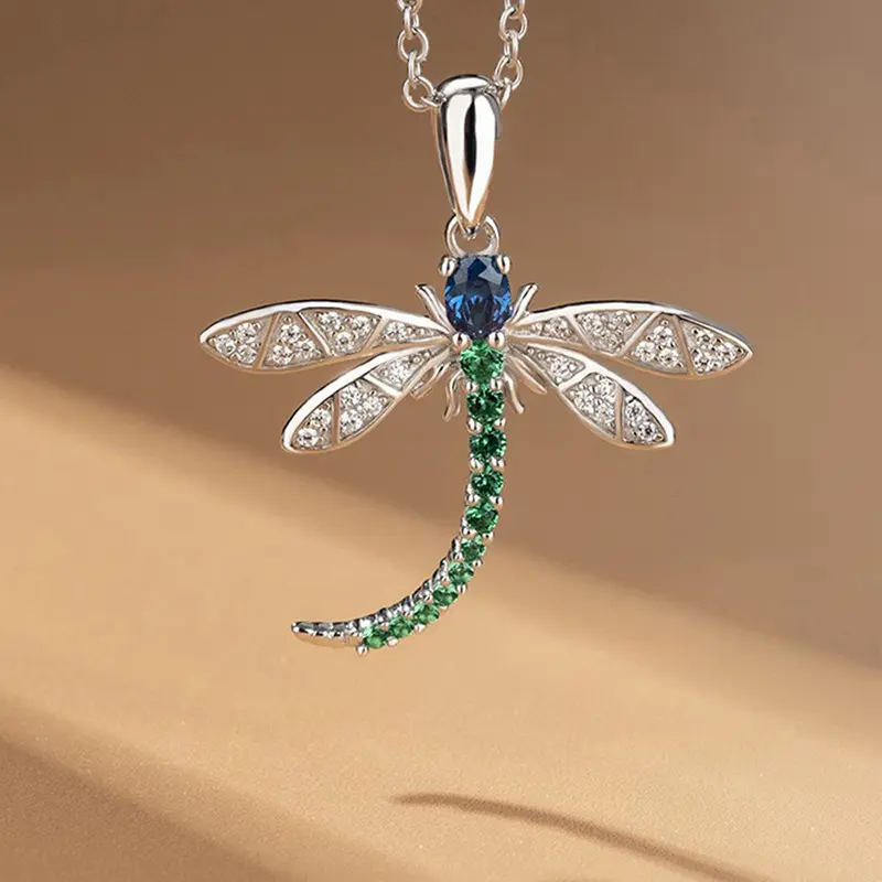 Dragonfly Necklace - Elegant High-End Exquisite Chain Jewelry for Women, Girls' Birthday Gift, Note: Choking Hazard Small Parts, Birthday Gift Ideas, Chain Jewelry Necklaces, Pastoral Look, Zircon Stone