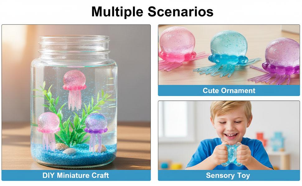 Viral Glitter Jellyfish Squeeze Stress Ball, Soft Fidget Sensory Toy for Kids & Adults, Calm Down Toy for ADHD Anxiety Autism Stress Relief, Suitable for Home Office Travel