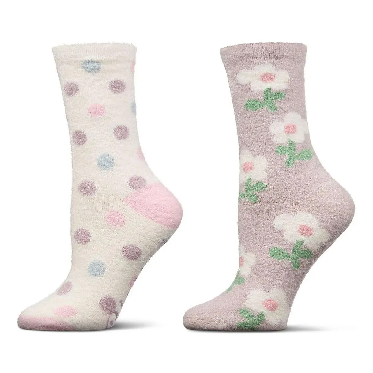 Memoi Women's Set of 2 Aloe Infused Non-Skid Spa Socks