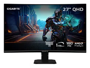 GIGABYTE 27 inch QHD 2K 1440P 180Hz Curved Gaming Computer Monitor 122% sRGB GS27QCA
