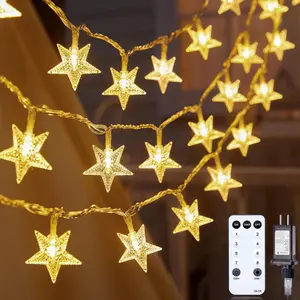 Star String Lights Plug In 33 Ft 100 LED Fairy Lights with Remote Timer Waterproof for Bedroom Porch Wedding Party Patio Garden Tent Indoor Outdoor Decor Warm White