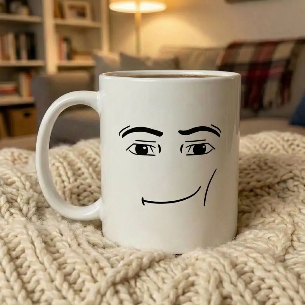Funny Man Face Gamer Mug Viral Block Game Meme Coffee Cup Gag Gift