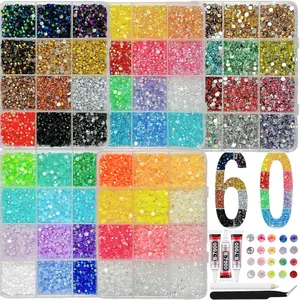 1 Set 60 Colors 3mm Semi-circular Resin Glitter Rhinestones Charms Sparkling Colorful Nail Diamonds Gewelry DIY Nail Art Cup Shoes Phone Case Nails Designs
