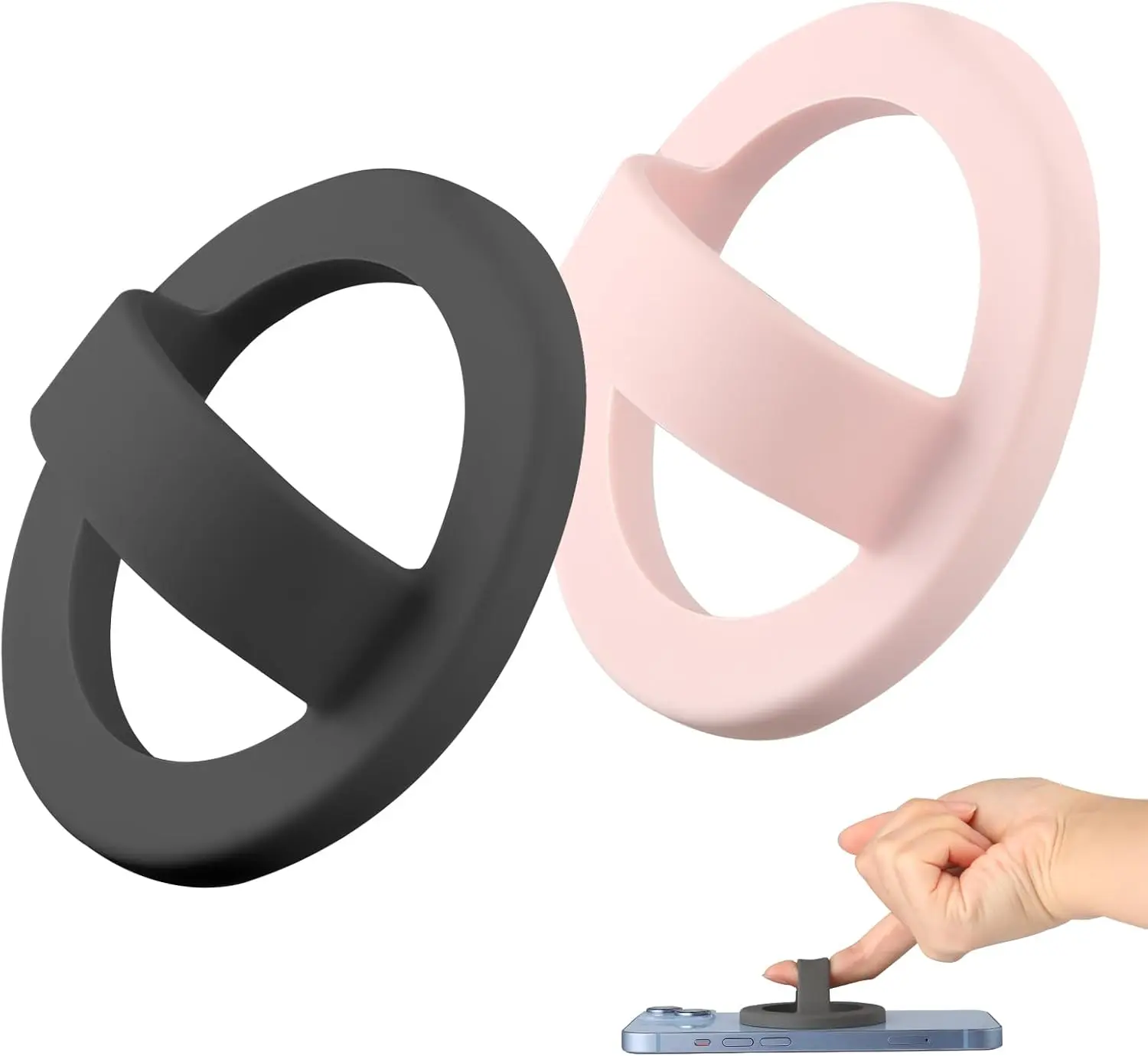 Magnetic Silicone Phone Grip Soft Finger Loop Holder, Easy to Install and Remove,Compatible with Magsafe for iPhone 16/15/14/13/12 Series