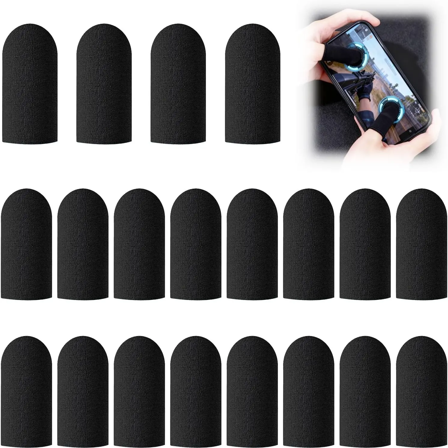 20PCS Gaming Finger Sleeves E-Sports Light Model, 0.15mm Superconducting Nanofibers, Smooth Feel, Anti-Sweat, Extremely Thin, Fit All Touchscreen Devices Black Edge Gaming Accessories
