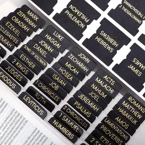Leather Black Bible Tabs, Laminated Large Print Gold Foil Bible Tabs for Men Women, 75 Bible Chapter Tabs, Bible Index Tabs, Bible Book Tabs (Black)