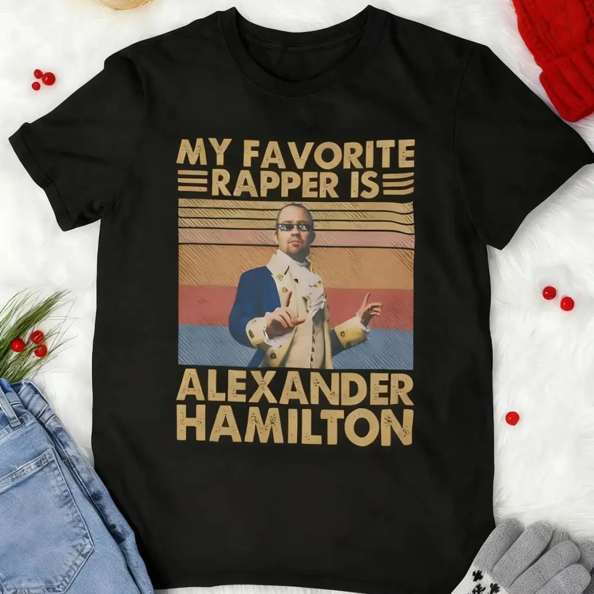 Men's Alexander Hamilton Vintage T-Shirt - Breathable Short-Sleeve Casual Everyday Cotton Graphic Top for Broadway Enthusiasts, Shortsleeve, Fabric, Fit, Round Neck, Soft, Piece, Comfy, Relaxed Fit