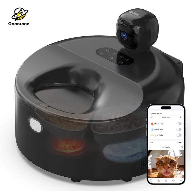 Automatic Pet Wet Food Auto Feeder (Single Unit) - 304 Stainless Steel Bowl, Semiconductor Cooling, 5 Fresh Meals, App-Controlled Dispenser, 300° Wide-Angle HD Camera, Pre-Serve Meal Warmer, Durable Modern Easy-to-Clean Dispenser for Cats