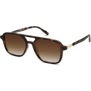 Retro Aviator Sunglasses | Trendy Rectangle Shades for Women & Men | UV Protection SOJOS