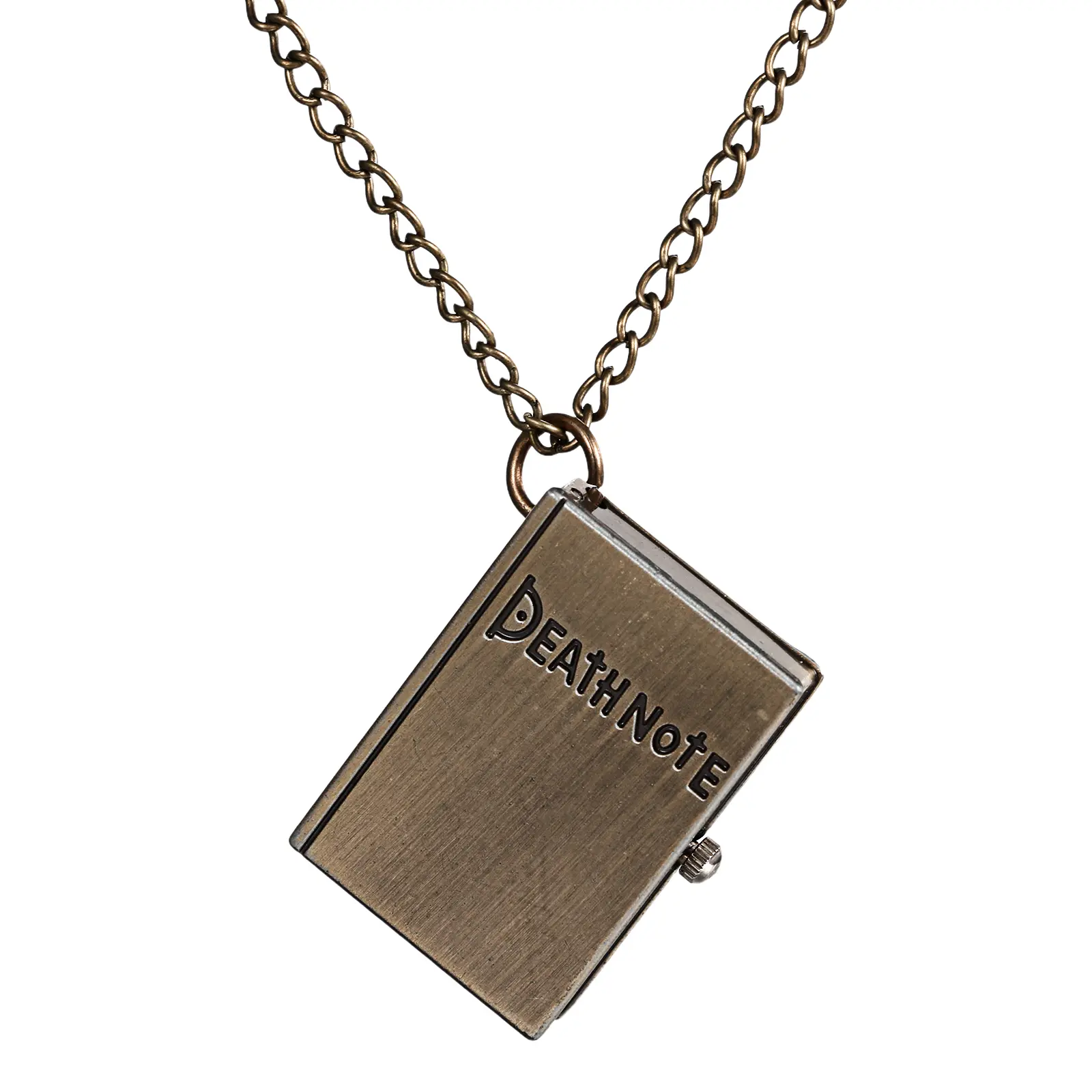OIDEA Death Note Pocket Watch, Vintage Gothic Locket Necklace with Skull Dial, Bronze Alloy Square Case, Quartz Movement for Halloween Cosplay, Death Note Accessory, Skull Motif, Collectibles, Batteries Built-In, Built-In Cell, Gothic Look