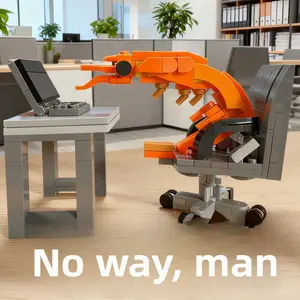 Popular "Not a Buddy" ABS Shrimp Building Blocks Bricks & Parts - 150 Pieces, 90g Educational Assembly Toy, Office Desk Decoration, Unique Gifts for Workers with Inflatable Globe Drawing Pad
