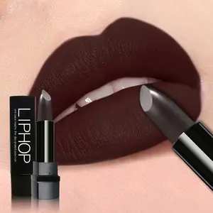 Liphop Matte Dark Lipstick in Black Purple Red Chocolate Brown Waterproof Long Lasting Non Transferring Velvet Lip Cream High Color Payoff Moisturizing Comfortable Suitable for All Skin Tones Lip Care Makeup Cosmetic