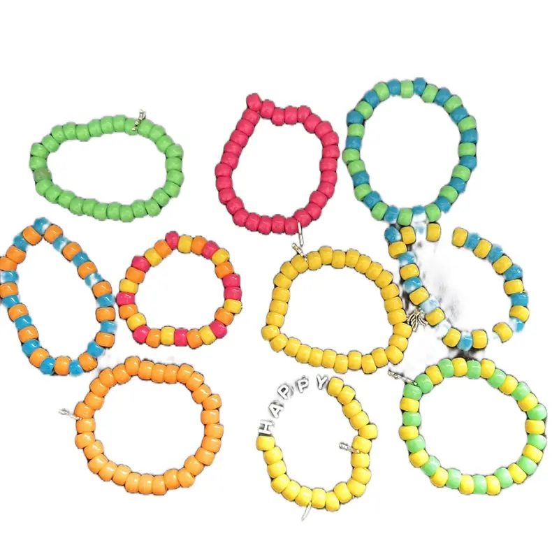 8 (pcs) Kandi themed bracelets vivid random colors !!! Made by hand to match your daily creativity