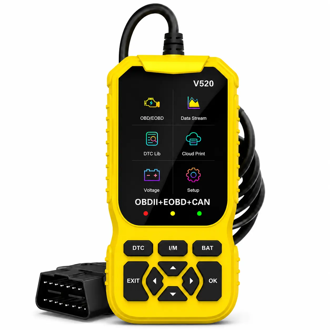V520 OBD2 Diagnostic Scanner Tool - OBDII Diagnostic Code Readers & Scanners with 2.8-Inch Color Screen, Engine Fault Code Check, I/M Readiness, DTC Lookup, Cloud Printing, Battery Voltage Test