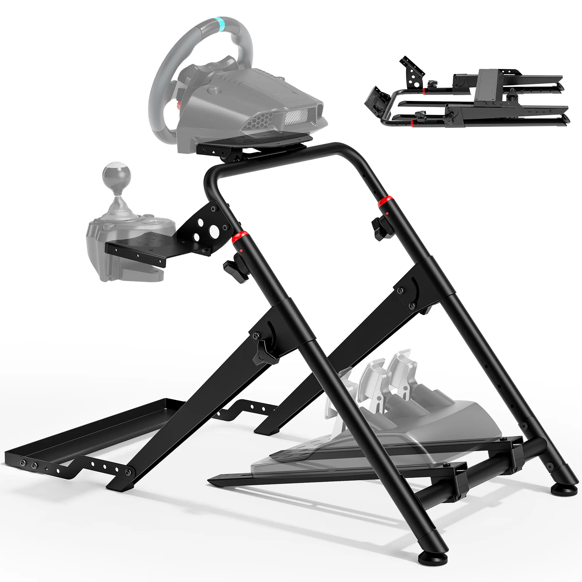 ARES WING Adjustable Foldable Triangular Steel Sim Racing Wheel Stand - Gaming Furniture with Chair Fixing Slot, Compatible with Racing Simulator Cockpit, Fanatec/Thrustmaster, Logitech, Moza, PS5, PS4, Xbox, PC