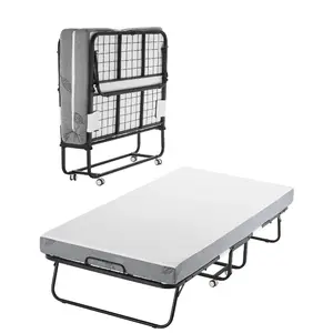 summervibes Twin Size Folding Guest Bed Cot, 38 in x 75 in with 5 in Memory Foam Mattress, Sturdy Metal Frame, Portable Floor Bed for Adults, Folding Bed Cot