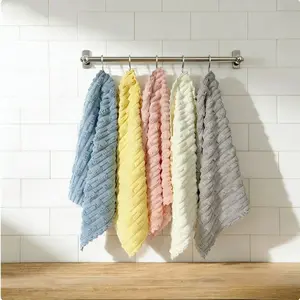 5 Pcs 30x30cm Bamboo Flannel Square Towel – Soft Absorbent Non-Shedding Face Towel for Home & Travel