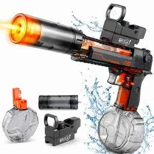 Electric Water Blaster Toy with LED Light Effects, Rechargeable Automatic Water Toy with Large Capacity Drum, Long Range Summer Pool Beach Outdoor Toy for Kids Boys Girls