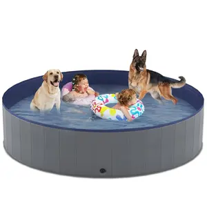 Foldable Dog Pool — Collapsible Hard Plastic Pet Bath Tub for Dogs & Cats, Portable Indoor & Outdoor Wading Pool outdoorfun