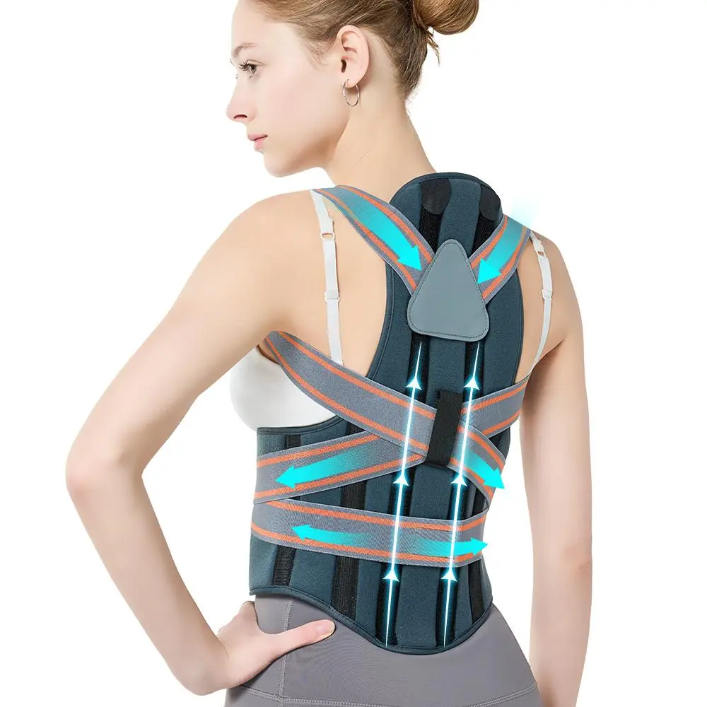 Posture Corrector AULEXMED [DealsForYouDays], Adjustable Back Support Brace with 2 Aluminum & 4 Acrylic Support Plates for Men & Women, Breathable Daily Wear