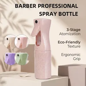 Hair Spray Bottle Continuous Mist, Professional Barber Spray Bottle for Hair Styling, Shampoo & Detangling, Refillable Wheat Straw Water Mister for Salon, Curly Hair Care, Makeup & Plant Watering