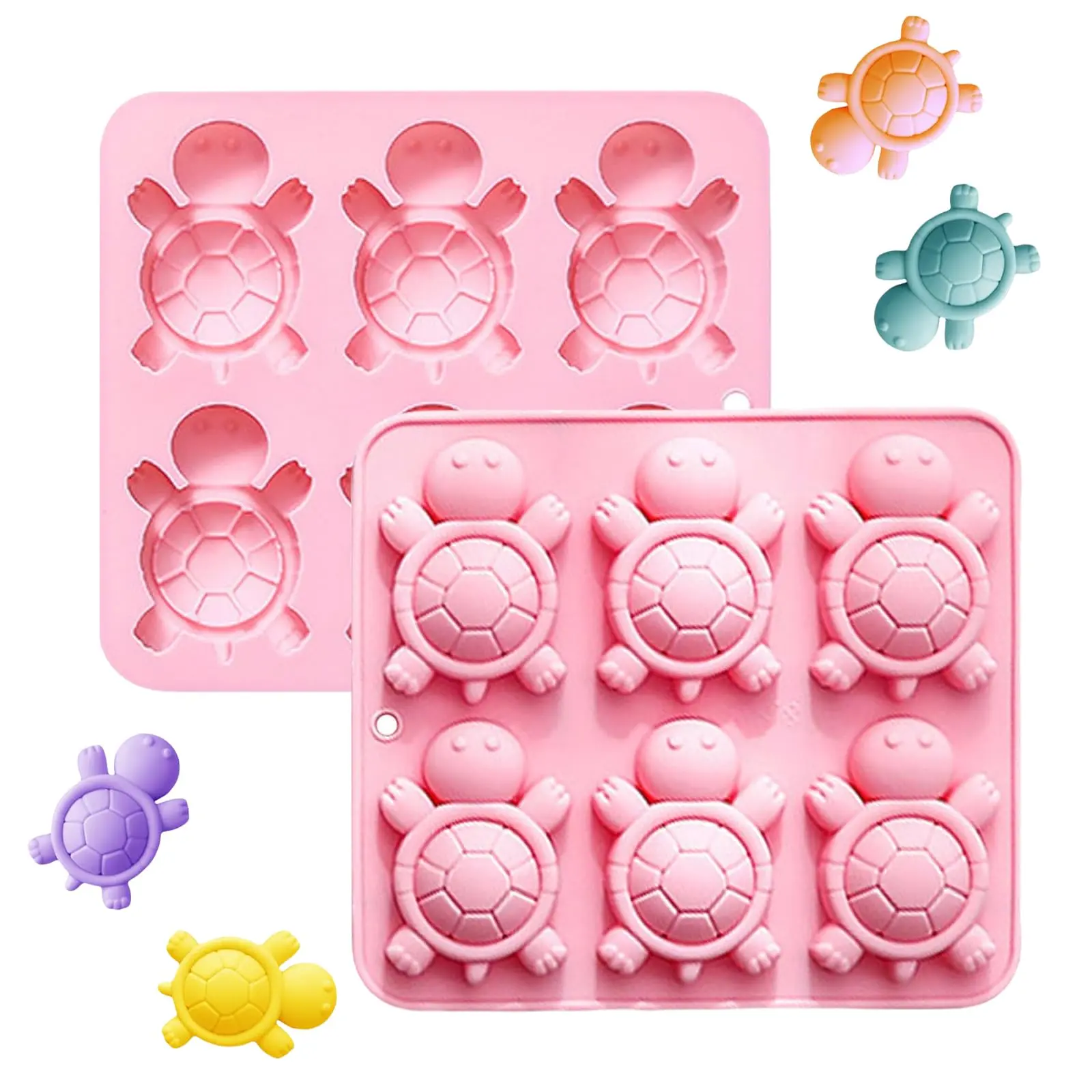 2 Pack Turtle Silicone Molds For Baking  6 Cavity Chocolate & Candy Kit Cake Gummy Jello Ice Cube - Fun Decorations​