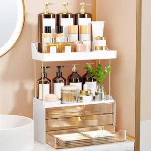 3 Drawers Bathroom Counter Organizer - 5 Tier Makeup Organizer, Versatile Perfume Organizer, Ideal for Bathroom Storage, Vanity, Large Skincare, Perfume, Present, Clear