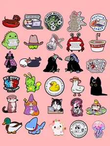 30pcs/set Animal Series Cute Enamel Pins Charms, Cartoon Cat and Dog Backpack Hat Decor, Perfect Gift for Friends, All Seasons Accessory