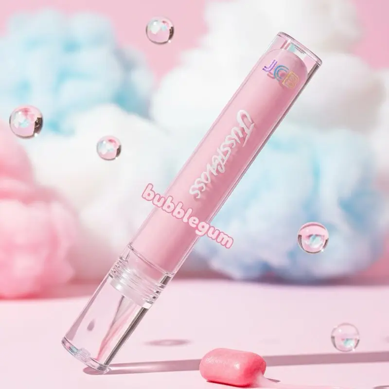 Bubblegum Lip Gloss - Pink Tube with Clear Cap, Smooth Application, Long-Lasting Shine, Perfect for Everyday Use