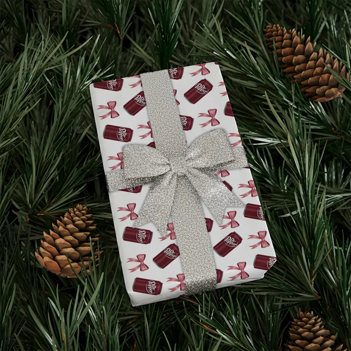 Coquette Dr Pepper Christmas Wrapping Paper, Pink Bow Soda Drink Wrapping Paper, Dr Pepper Lovers Gift Wrap, Holiday Wrapping Paper - dpp10032