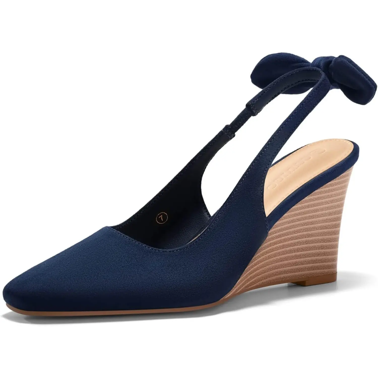 Coutgo Womens Wedge Sandals Slingback Bow Heels Closed Square Toe Summer Dress Shoes tiktokshopbacktoschool