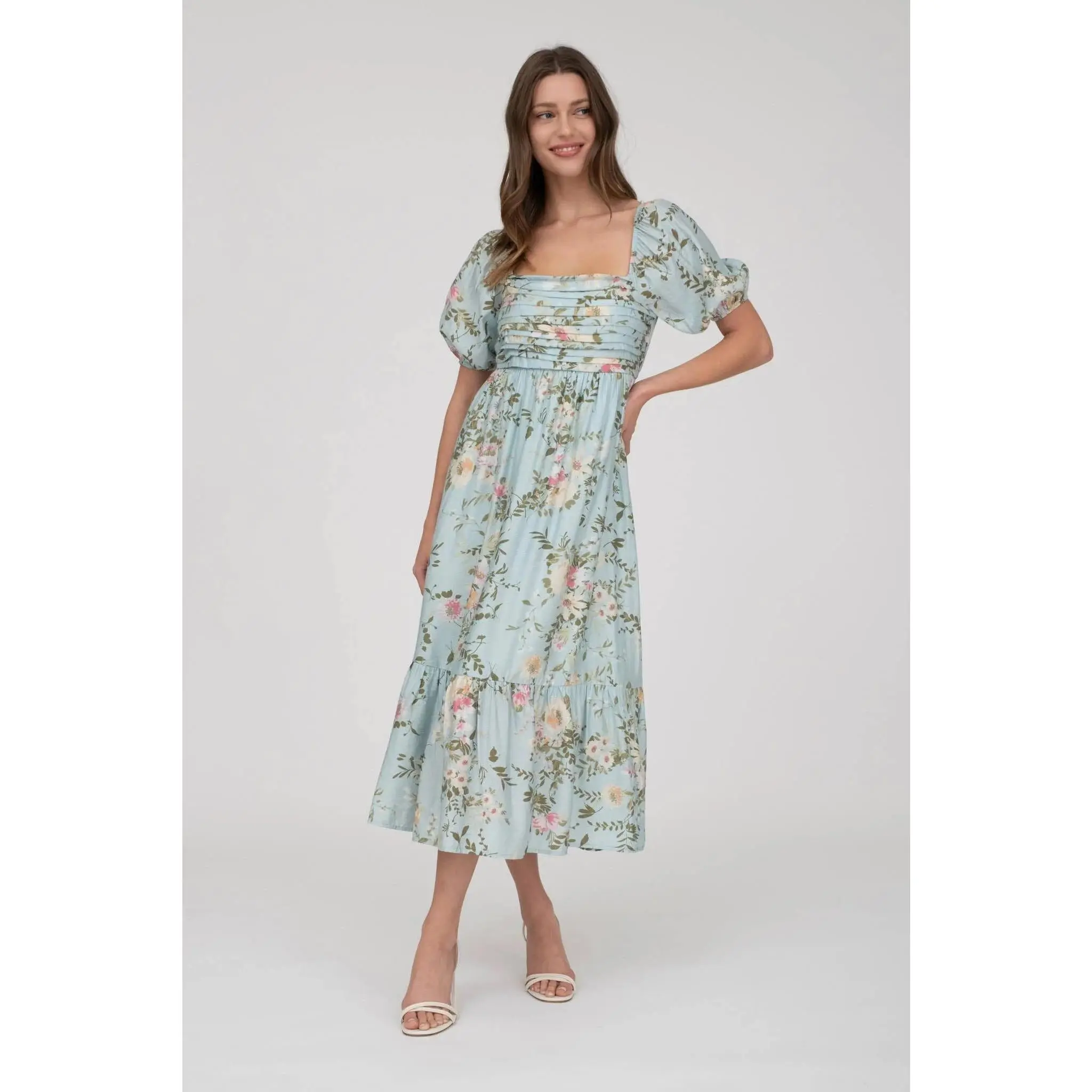 The Floral Pleated Midi Dress | Romantic Bridgerton Inspired Dress