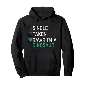Funny Dinosaur Relationship Hoodie |     "Rawr I’m A Dino" Meme, Black Streetwear, TikTok Viral Trend, Autumn/Winter Pullover