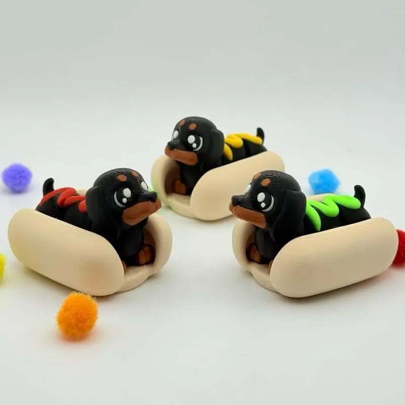 Hotdog Dachshund | 3D Printed | Articulated Collectible for Desk Decoration