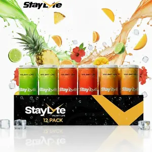 Energy Drink StayLyte 12-Pack Electrolyte Sparkling Drink – 3 Flavors (4 Cans Each) Zero Sugar, Natural Caffeine, BVitamins,Post-Workout Recovery, Vegan, Gluten-Free, No Artificial , Refreshing Mango Pineapple, Lemon Lime & Hibiscus Flavors