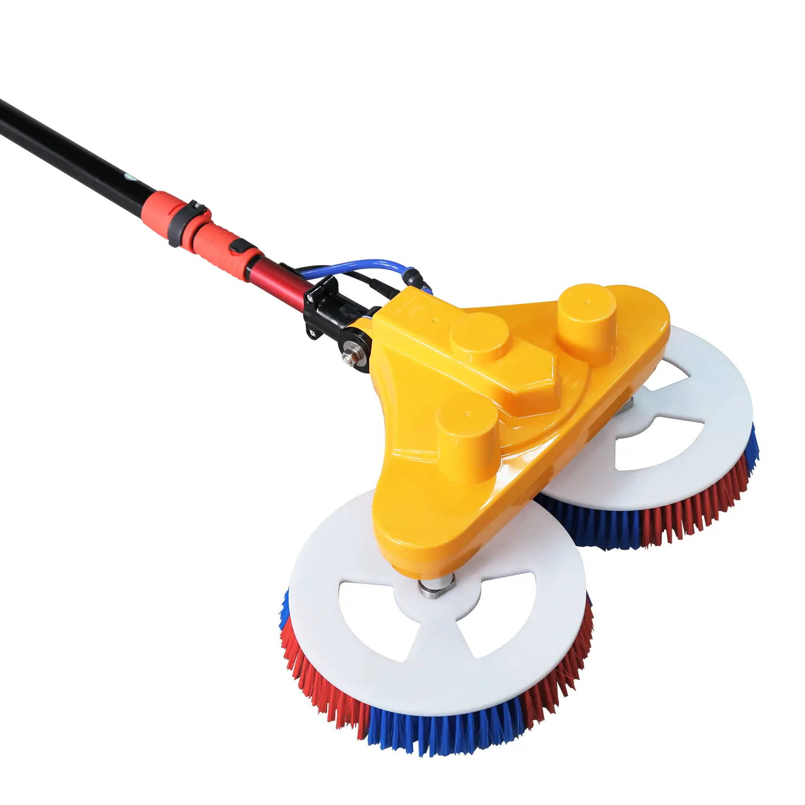 Multifit Smart Solar Panel Cleaning Brush Dual Head Electric Rotating Brush Extendable PV Cleaning Tool Set with 24V Lithium Battery & Power Converter Modes - Blue
